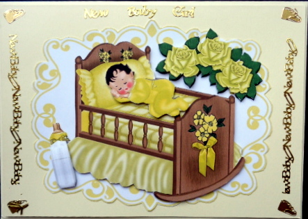 Baby Boy/girl Sleeping in a Crib, with Roses and Bow by Mary Murphy