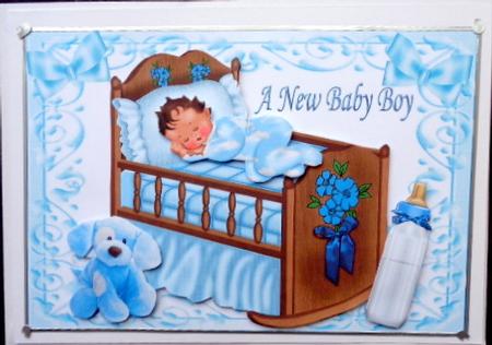 Baby Boy Sleeping in Blue Crib with Cuddly Toy by Mary Murphy