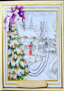 Beautiful Church Scene in Cream , Pyramid  by Mary Murphy
