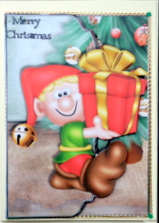 Santas Little Helper Faux Envelope Card by Mary Murphy