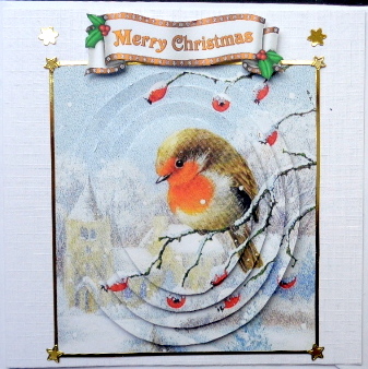 Pretty Robin on a Branch of Berries with Snow Oval Pyramids by Mary Murphy