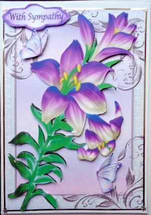 Pretty Purple Lillies and Butterflies by Mary Murphy