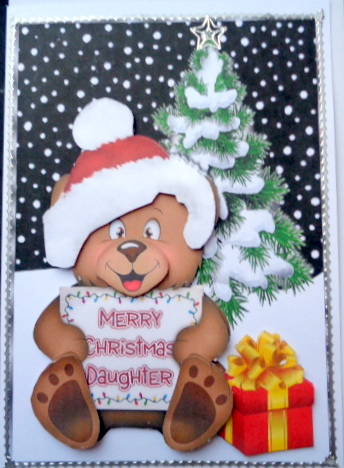 Cute Teddy in Santa Hat for Daughter A5 by Mary Murphy