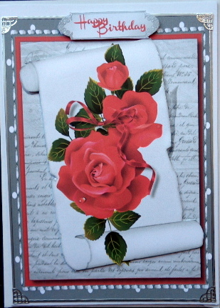Beautiful Scroll with Red Roses  by Mary Murphy