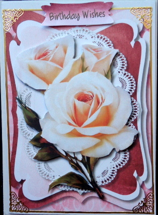 Lovely Cream Roses Ohn Oval Lace  by Mary Murphy