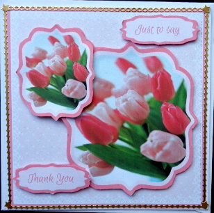 Get Well/ Thank You /sympathy Card with Pink Tulips by Mary Murphy