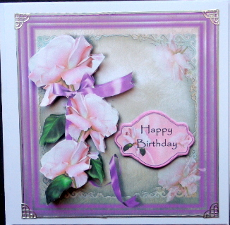 Pink Rose Greetings by Mary Murphy