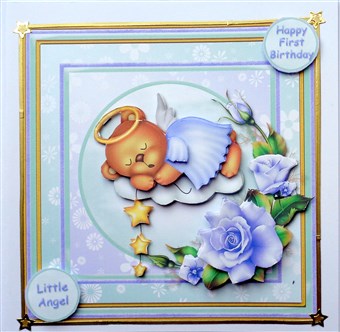 Angel Bear Square Card Front by Mary Murphy