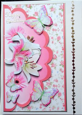 Pink Lilies and Butterflies by Mary Murphy