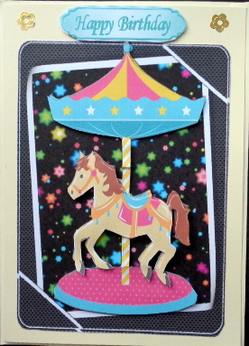 Pretty Carousel Horse with Bright Funky Stars by Mary Murphy