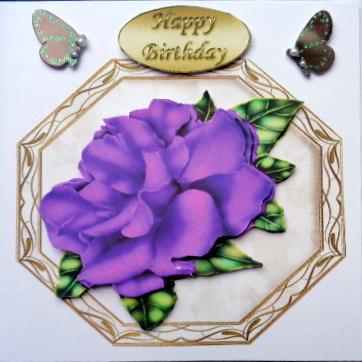 Pretty Ornate Plaque with Purple Rose and Butterfly by Mary Murphy