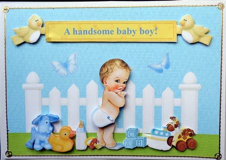New Baby Boy Card Topper & Decoupage by Mary Murphy