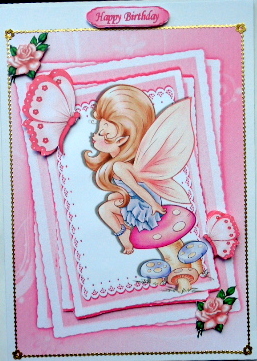 Faerie Sitting on a Mushroom Kissing a Butterfly by Mary Murphy