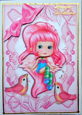 Cute Pink Candy Faerie, with Little Pink Birds by Mary Murphy