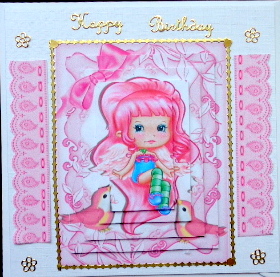 Cute Pink Candy Faerie, with Little Pink Birds Pyramids by Mary Murphy