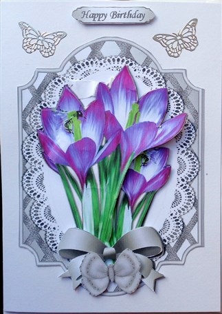 Pretty Purple Crocus Silver Lattice Frame by Mary Murphy