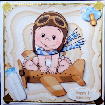 Baby Pilot Topper with Decoupage by Mary Murphy
