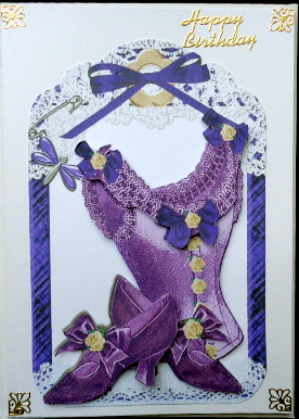 Pretty Purple Vintage Basque and Shoes in Lace Frame by Mary Murphy