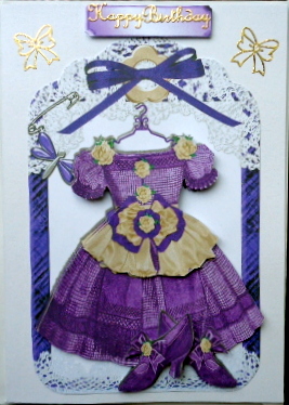 Pretty Purple Vintage Dress with Shoes in Lace Frame by Mary Murphy