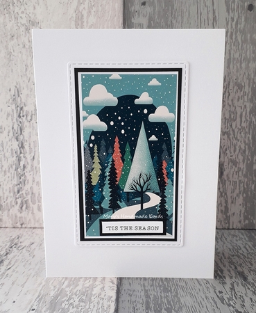 Whimsical woodland snow scene by Mary Thomsen