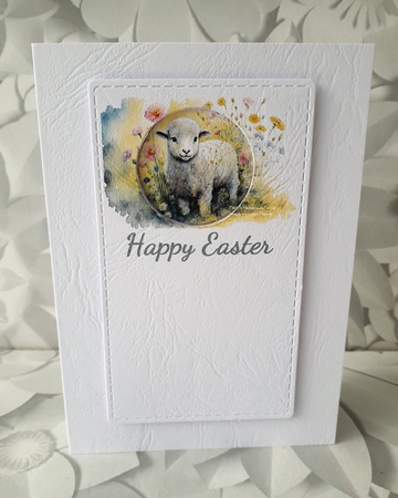 watercolour background of spring lamb by Mary Thomsen