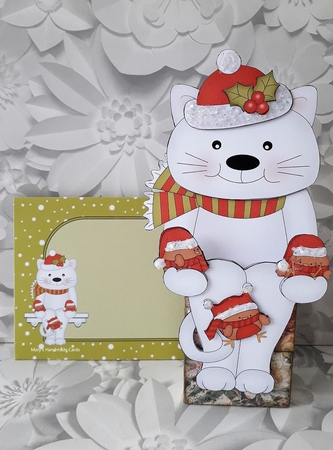 3D on the Shelf Card Kit - Christmas Cat Bella by Mary Thomsen