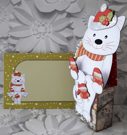 3D on the Shelf Card Kit - Christmas Cat Bella by Mary Thomsen
