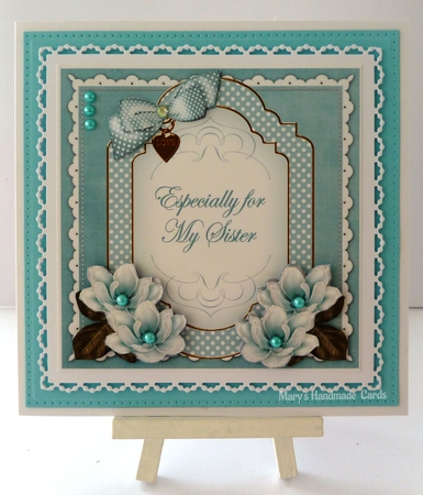 Dteal Magnolia for My Sister Fancy 7in Decoupage Topper by Mary Thomsen