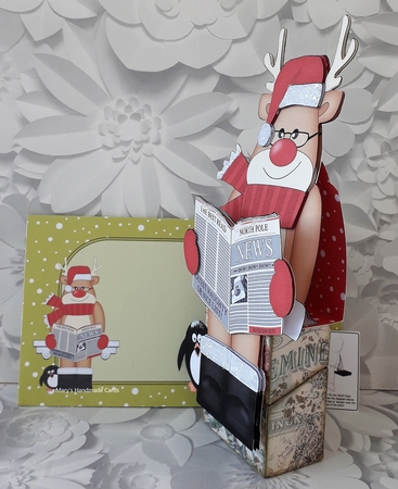 3D On the Shelf Card Kit - Christmas Rudolph reads the North Pole News by Mary Thomsen