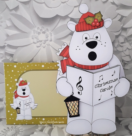 3D On the Shelf Card Kit - Christmas Ben Polar Bear goes Carol Singing by Mary Thomsen