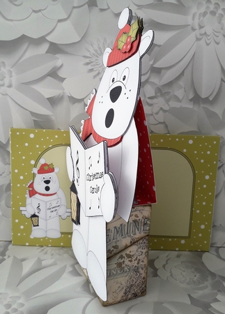 3D On the Shelf Card Kit - Christmas Ben Polar Bear goes Carol Singing by Mary Thomsen