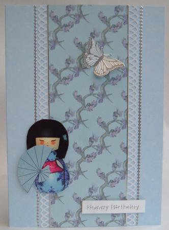 Oriental Doll (blue) Background 2 by Mary Trueman