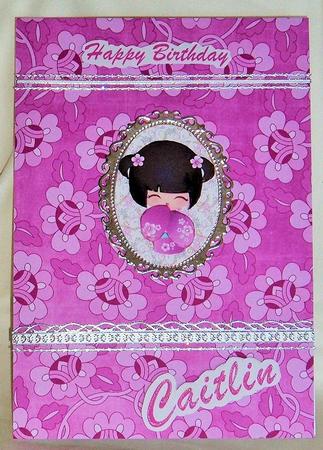 Cerise Oriental Lotus A4 Backing Paper by Mary Trueman