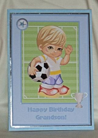 Little Football Boy Topper & Decoupage Birthday Grandson by Mary Trueman
