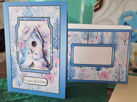 Love Birds New Home Double Concertina Card by Mary Wilkinson
