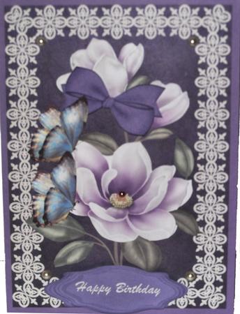Beautiful Lilac Magnolias in a Lace Frame by Mary Jane Harris