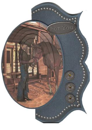 Western Cowboy and Horse Over the Edge Bracket Card Men by Mary Jane Harris