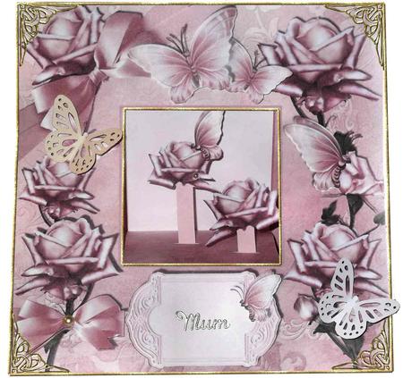 Aperture-square Table-card - Pink Rose Garden by Mary Jane Harris