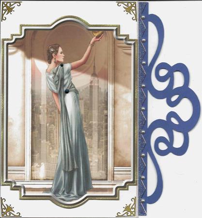 Art Deco Lady Pandore Light Blue A4 by Mary Jane Harris
