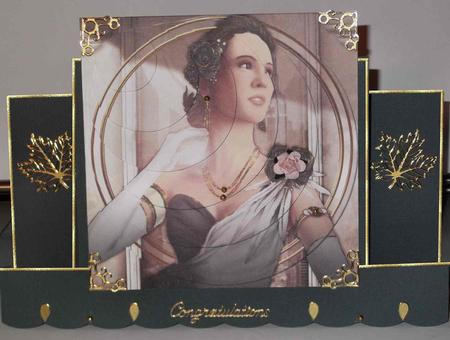 Art Deco Lady Rose (black) 8x8 Quick Card by Mary Jane Harris