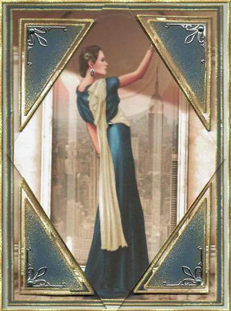 Art Deco Lady Pandore Blue A4 by Mary Jane Harris
