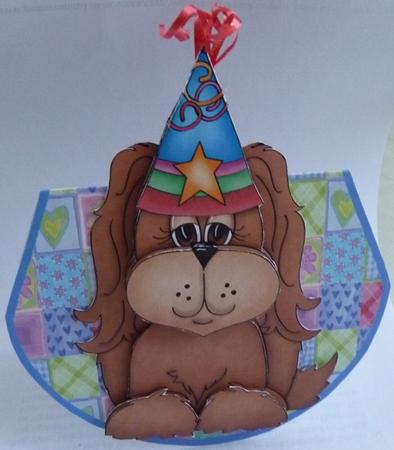 Birthday Puppy Wobble Card with Decoupage by Mary Tidbury