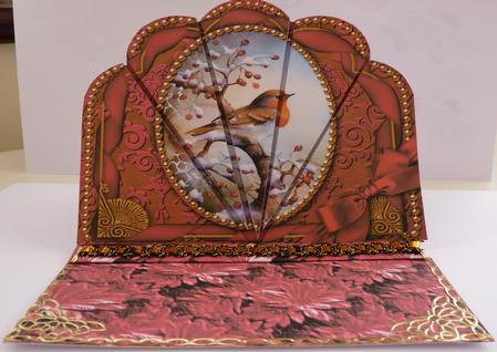 Christmas Robin Ornate Scallop Deco Stacker by Mary Tidbury