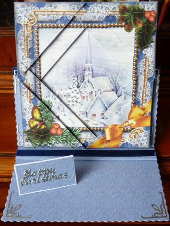Blue Church Holly 5inch Triangle Edge Spiral Stacker by Mary Tidbury