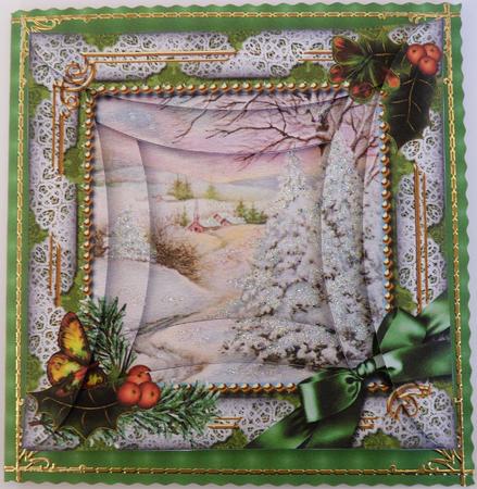 Christmas Stream Holly Square Spiral Rounded Edge Stacker by Mary Tidbury