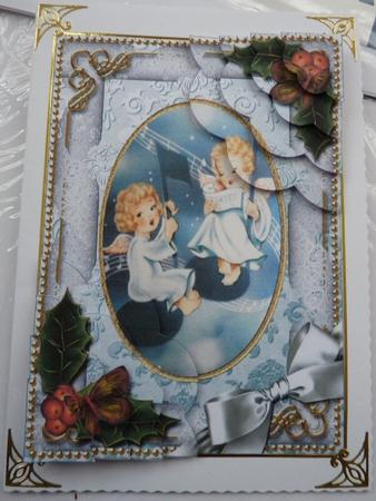 Singing Angels Holly 7x5inch Scalloped Duo Corner Stacker by Mary Tidbury