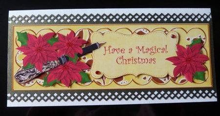 Red Lem Poinsettia Magical Xlarge Dl Decoupage Topper by Maureen Garrigan
