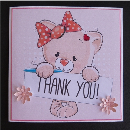 Thank You Cat / Kitten - Card Front / Topper by Maureen Garrigan