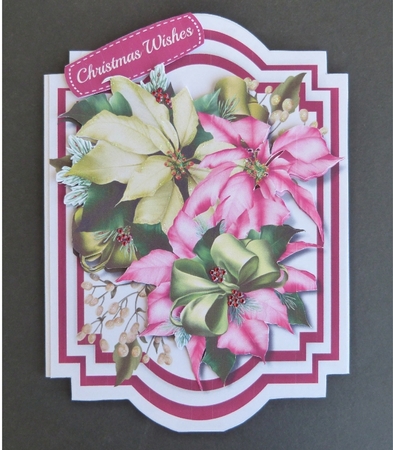 Lovely Shaped card with Christmas Poinsettias  by Maureen Garrigan