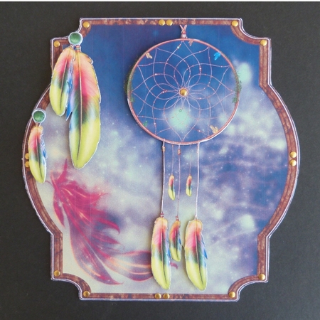 Traditional Native American Dreamcatcher 11 - 3D Decoupage + Matching Insert & Tag by Maureen Garrigan